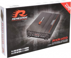 Amplificator Difuzoare Auto RENEGADE RXA1100 4 Canale Clasa A/B 4 x 135 Watt Rms 4 x 275 Watt Max Amplificare Bass Spl Auto Black