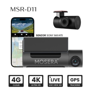 Camera auto DVR MOSERA D11 4G Cloud 4K UHD Sony IMX415, GPS, Wi-Fi 6, monitorizare live, Night Vision, Parking Mode + cameră spate Full HD 1080P, aplicatie mobil + PC - Img 2