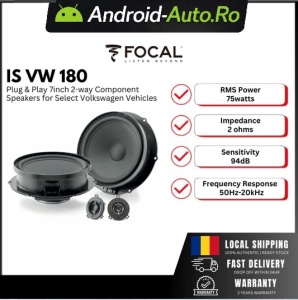 DIFUZOARE AUTO COMPONENTE SISTEM DE BOXE FOCAL KIT IS VW 180 2 CAI DEDICATE VW SKODA SEAT 60 RMS SET 2 DIFUZOARE 180MM
