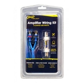 Kit De Cabluri Subwoofer Pentru Instalare Amplificator Auto STINGER cablu alimentare albastru ultra flexibil cu sectiune de 8 mm2 - 5 m cablu masa argintiu ultra flexibil - 0.9 m cablu RCA - 5 m