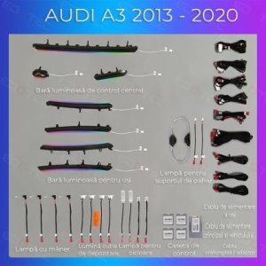 Lumini ambientale dedicate Audi A3 8V 2013-2020 set complet control telefon sau sistem original - Img 3