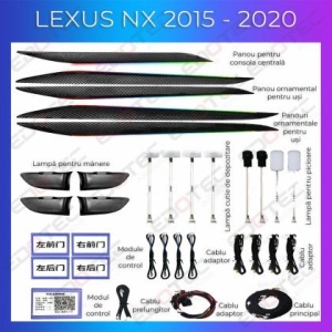 Lumini ambientale dedicate Lexus NX 2015-2021 set complet control telefon sau sistem original