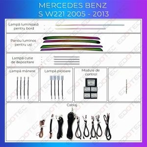 Lumini ambientale dedicate Mercedes S-Class 2005-2013 varianta lunga set complet control telefon sau sistem original
