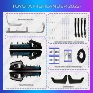 Lumini ambientale dedicate Toyota Highlander 2022 set complet control telefon sau sistem original
