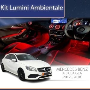Lumini Ambientale dedicate trimuri usi si picioare Mercedes Clasa A B GLA CLA W176 sistemul original sau telefon AMB-ME-W176-01