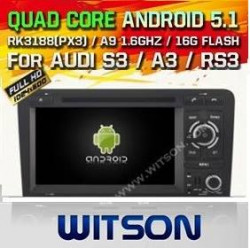 NAVIGATIE ANDROID DEDICATA AUDI A3 S3 RS3 WITSON W2-F9763A INTERNET WIFI 3G PROCESOR QUAD-CORE A9 1,6GHZ 16GB ECRAN CAPACITIV CARKIT BLUETOOTH MIRROR LINK MODEL PREMIUM