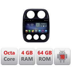 NAVIGATIE CARPAD ANDROID 10 DEDICATA JEEP COMPASS 2010-2016 ECRAN CAPACITIV OCTACORE 4GB RAM 64 GB ROM DVR CARKIT BLUETOOTH MIRROR LINK MODEL LENOVO KIT-2500+EDT-E610