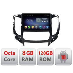 NAVIGAȚIE CARPAD ANDROID 10 DEDICATĂ MITSUBISHI L200 2014-2020 ECRAN CAPACITIV OCTACORE 8GB RAM 128GB ROM DVR CARKIT BLUETOOTH MIRROR LINK KIT-1094+EDT-E609