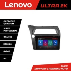 Navigatie Honda Civic Hatchback 2006-2012 Lenovo Kit-hatchback 8 core QLED Qualcomm 4+64 360 Android Waze USB Navigatie Internet Youtube Radio kit-hatchback+ULTRA-9-4+64