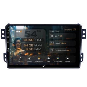 Navigatie HUB64 Opel Agila Suzuki Splash (2007-2014), 4GB RAM, Android 13, Octacore, Slot Sim 4G, DSP, GPS, Wi-FI, Carplay, Android Auto, USB, Bluetooth, Waze, Touchscreen, 9 inch