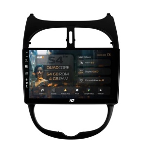 Navigatie HUB64 Peugeot 206 (1998-2012), 4GB RAM, Android 13, Quadcore, DSP, GPS, Wi-FI, Carplay, Android Auto, USB, Bluetooth, Waze, Touchscreen, 9 inch
