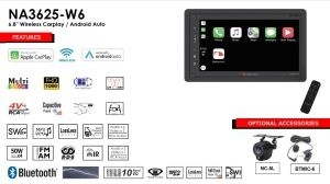 Receiver 2din cu carplay/android auto ecran 6,8 inch capacitiv 4X50W max , 3 preout 4V NA3625-W6 - Img 2