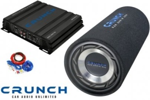 Subwoofer Crunch GTS 200 tub, bass-reflex Impedanta: 4 ohmi Diametru difuzor: 20 cm ( 8" ) Putere RMS: 200 W Amplificator Crunch GPX 500.2: amplificator stereo (2 canale) clasa AB putere RMS: 2 x 70 W, la 4 Ohmi 2 x 125 W, la 2 Ohmi 1 x 250 W