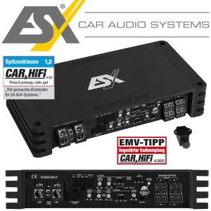 Amplificator auto digital cu 2 canale compact, clasa D, 24V, ESX QL600.2-24V ideal pentru camioane si autocare