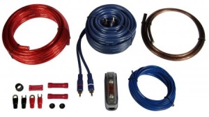 Kit De Cabluri Subwoofer Pentru Instalare Amplificator Auto RENEGADE RX10KIT 1 x 10mm2 cablu alimentare de 5 m 1 x 10mm2 cablu de masa de 0.8 m 1 x cablu rca stereo, dublu ecranat de 5 m
