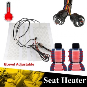 Kit Incalzire In Scaune Auto Carbon Buton Rotativ 6 Trepte Cromat LUXURY GREEN - Leduri Verzi - Montaj Profesional In Toata Tara! (per scaun) - Img 5