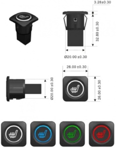 Kit Incalzire In Scaune Auto Universal Carbon Buton Patrat Push Slim 3 Trepte RGB Montaj Profesional In Toata Tara!