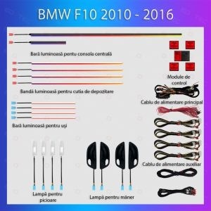 Lumini ambientale BMW Seria 5 (F10) 2012-2017 dedicat set complet control telefon sau sistem original - Img 3