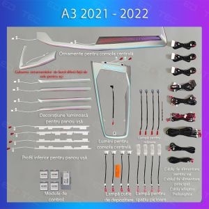 Lumini ambientale dedicate Audi A3 2021-2022 set complet control telefon sau sistem original - Img 3