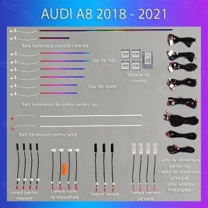 Lumini ambientale dedicate Audi A8 2018-2021 set complet control telefon sau sistem original - Img 3