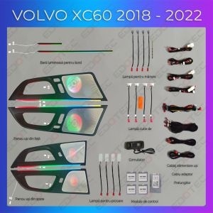 Lumini ambientale dedicate Volvo XC60 2018-2022 set complet control telefon sau sistem original