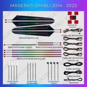 Lumini ambientale Maserati Ghibli Quattroporte 2013-2022 set complet control telefon sau sistem original