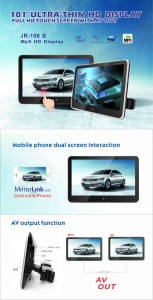 MONITOR AUTO TETIERA ECRAN CAPACITIV 10.1'' TOUCHSCREEN SD USB MIRROR LINK AIRPLAY AV OUT COD 106B - Img 2