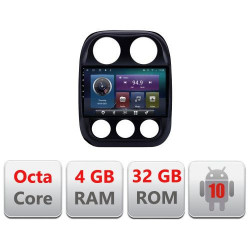 NAVIGATIE CARPAD ANDROID 10 DEDICATA JEEP COMPASS 2010-2016 ECRAN 9" CAPACITIV INTERNET 3G WIFI PROCESOR OCTA CORE 4GB RAM 32GB 1,6 GHZ DVR CARKIT BLUETOOTH MIRROR LINK MODEL KIT-2500+EDT-E410