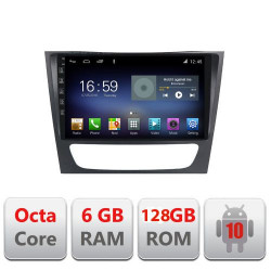 NAVIGATIE CARPAD ANDROID 10 DEDICATA MERCEDES CLASA E W211 2004-2008, CLS W219 2005-2010 ECRAN CAPACITIV OCTACORE 6GB RAM 128GB ROM DVR CARKIT BLUETOOTH MIRROR LINK MODEL LENOVO KIT-090+EDT-E609