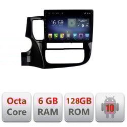 NAVIGAȚIE CARPAD ANDROID 10 DEDICATĂ MITSUBISHI OUTLANDER 2013-2019 ECRAN CAPACITIV OCTACORE 6GB RAM 128GB ROM DVR CARKIT BLUETOOTH MIRROR LINK KIT-1230+EDT-E610