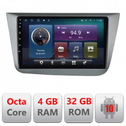NAVIGATIE CARPAD ANDROID 10 DEDICATA SEAT LEON 2005-2012 ECRAN 9" CAPACITIV INTERNET 3G WIFI PROCESOR CORTEX A9 OCTA CORE 2G RAM 32GB 1,6 GHZ DVR CARKIT BLUETOOTH MIRROR LINK MODEL KIT-leon5+EDT-E409