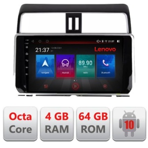 NAVIGATIE CARPAD ANDROID 10 DEDICATA TOYOTA PRADO 2018- ECRAN CAPACITIV OCTACORE 4GB RAM 64 GB ROM DVR CARKIT BLUETOOTH MIRROR LINK MODEL LENOVO KIT-1065+EDT-E510-PRO