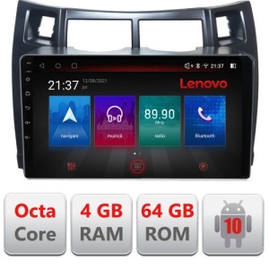NAVIGATIE CARPAD ANDROID 10 DEDICATA TOYOTA YARIS 2008-2011 ECRAN CAPACITIV OCTACORE 4GB RAM 64 GB ROM DVR CARKIT BLUETOOTH MIRROR LINK MODEL LENOVO KIT-YARIS08+EDT-E509-PRO