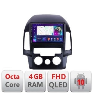 Navigatie Hyundai I30 2009-2012 clima manuala B-I30AC Android Ecran QLED octa core 4+64 carplay android auto KIT-i30ac+EDT-E309V3