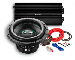 Pachet Subwoofer auto Deaf Bonce DB SA 252 D2 + Amplificator Machete MMA-1100.1D + Kit de cabluri complet