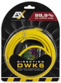 Kit De Cabluri Subwoofer Pentru Instalare Amplificator Auto ESX 1 x 6mm2 cablu de alimentare galben 5M 1 x 6mm2 cablu de masa negru 1M