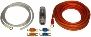 Kit De Cabluri Subwoofer Pentru Instalare Amplificator Auto MUSWAY 10mm2 Cupru OFC 1 x 5m cablu alimentare orange de 10mm2 1 x 1m cablu masa de 10mm2