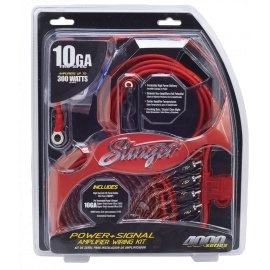 Kit De Cabluri Subwoofer Pentru Instalare Amplificator Auto STINGER cablu alimentare rosu transparent cu sectiune de 5.2 mm2- 5.5 m cablu masa negru mat cu sectiune de 5.5 mm2- 0.9 m cablu RCA seria 4000 dublu ecranat, OF - 5.2 metri - SI4217