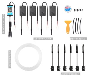 Kit Lumini Ambientale Wireless 8 metri cu 6 surse Led RGB cu Aplicatie telefon AMB-01