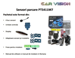 Kit senzori parcare OEM LOOK cu display LED si INELE ADAPTOARE PENTRU MONTARE UNGHIULARA PTS411M7 CarVision