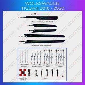 Lumini ambientale dedicate VW Tiguan set complet control telefon sau sistem original