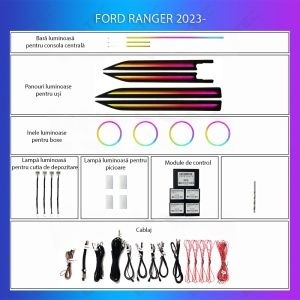 Lumini ambientale FORD Ranger 2023- set complet control telefon sau sistem original AMB-FD-RANGER - Img 2
