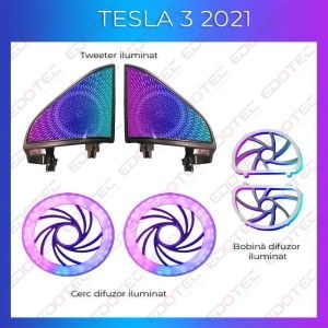 Lumini ambientale Tesla Model 3 2021 tweeter iluminat control telefon AMB-TSL-3-2021-TWEETER - Img 2