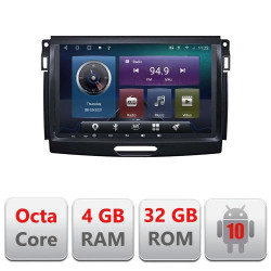 NAVIGATIE CARPAD ANDROID 10 DEDICATA FORD RANGER DUPA 2016- ECRAN 9" CAPACITIV INTERNET 3G WIFI PROCESOR OCTA CORE 4GB RAM 32GB 1,6 GHZ DVR CARKIT BLUETOOTH MIRROR LINK MODEL KIT-574+EDT-E409
