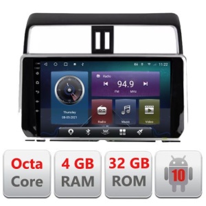 NAVIGATIE CARPAD ANDROID 10 DEDICATA TOYOTA PRADO 2018- ECRAN 9” CAPACITIV 32GB INTERNET 3G WIFI PROCESOR CORTEX A9 OCTA-CORE 1,6 GHZ DVR CARKIT BLUETOOTH MIRROR LINK MODEL PREMIUM KIT-1065+EDT-E410