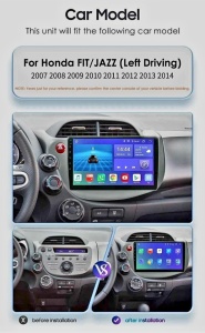 Navigatie Dedicata Honda Jazz Fit 2 2007-2014 Android Radio GPS Internet 4G Octacore 6+128GB Android Auto Carplay Wireless Lenovo KIT-fit-08+LITE-9-6+128