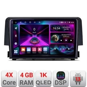 Navigatie Honda Civic 2016-2020 4+64 InCell Display 1K Android Waze USB Navigatie Internet Youtube Radio KIT-669+EDT-E209-RK
