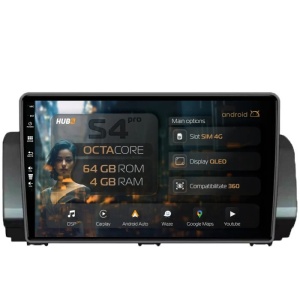 Navigatie HUB64 Dacia Sandero / Logan (2021-Prezent), 4GB RAM, Android 13, Octacore, Slot Sim 4G, DSP, GPS, Wi-FI, Carplay, Android Auto, USB, Bluetooth, Waze, Touchscreen, 10.1 inch