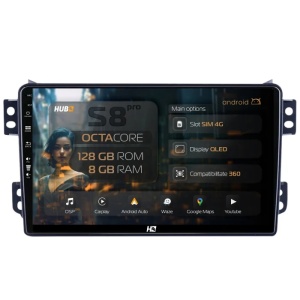 Navigatie HUB64 Opel Agila / Suzuki Splash (2007-2014), 8GB RAM, Android 13, Octacore, Slot Sim 4G, DSP, GPS, Wi-FI, Carplay, Android Auto, USB, Bluetooth, Waze, Touchscreen, 9 Inch
