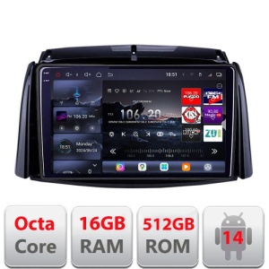 Navigatie Renault Koleos 2009-2016 Edotec Kit-KOLEOS 8 core QLED 2K 12+256GB 360 Android Waze USB Navigatie Internet Youtube Radio KIT-KOLEOS+EDT-E809-2K